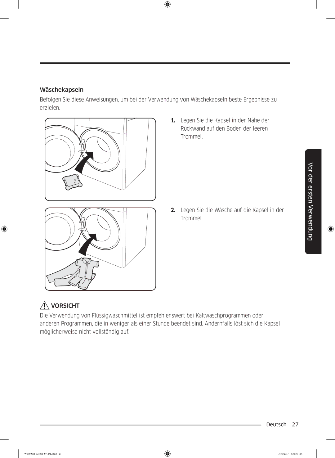 Samsung WW81J6400EW/EG, WW90J6403EW/EG, WW80J6400EW/EG, WW90J6400CW/EG manual WW6000J-03580F-07DE.indd 30/2017 33035 PM 