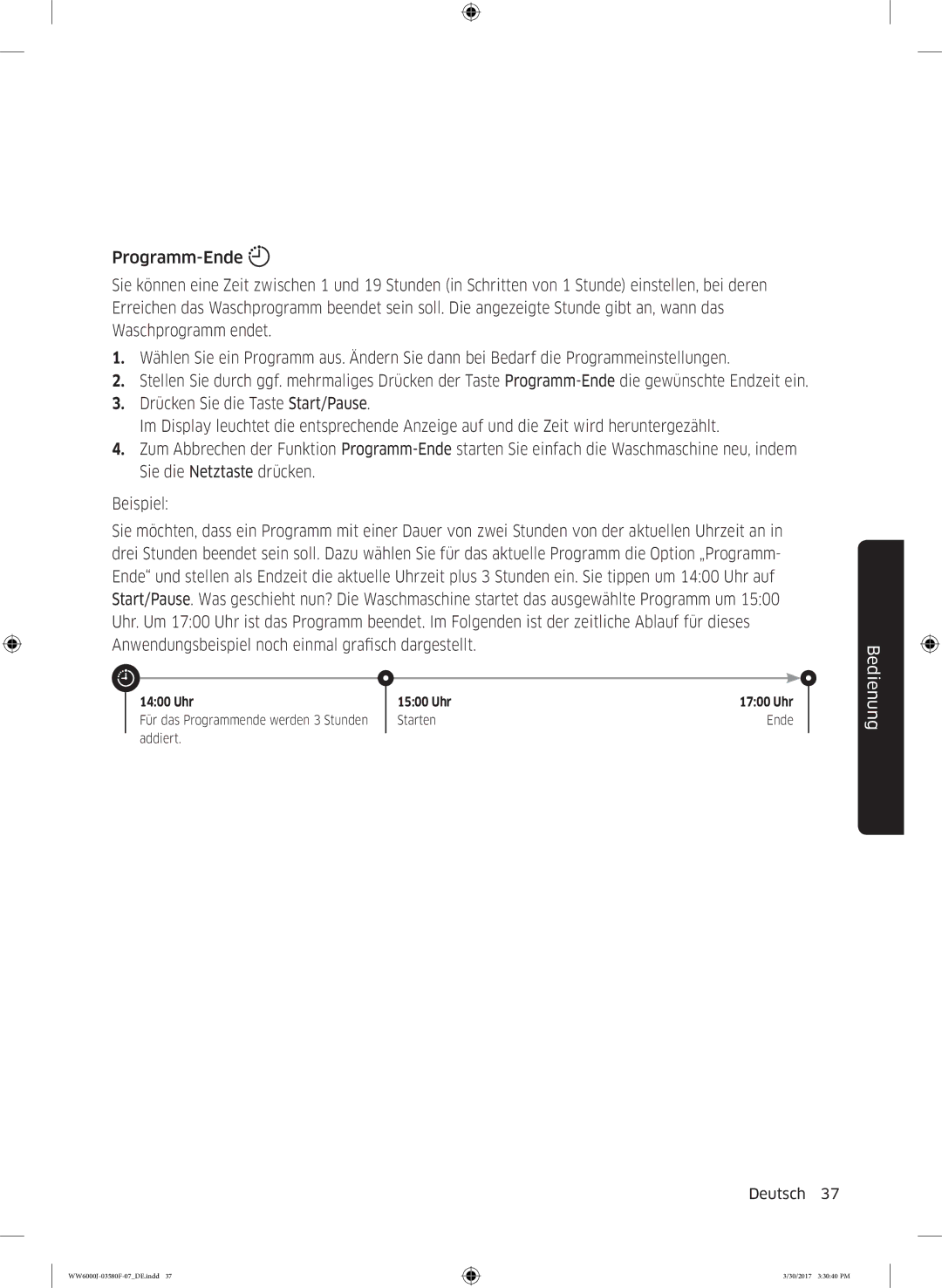 Samsung WW80J6400EW/EG, WW90J6403EW/EG, WW90J6400CW/EG, WW81J6400EW/EG, WW80J6403EW/EG, WW80J6400CW/EG manual Uhr 1500 Uhr 