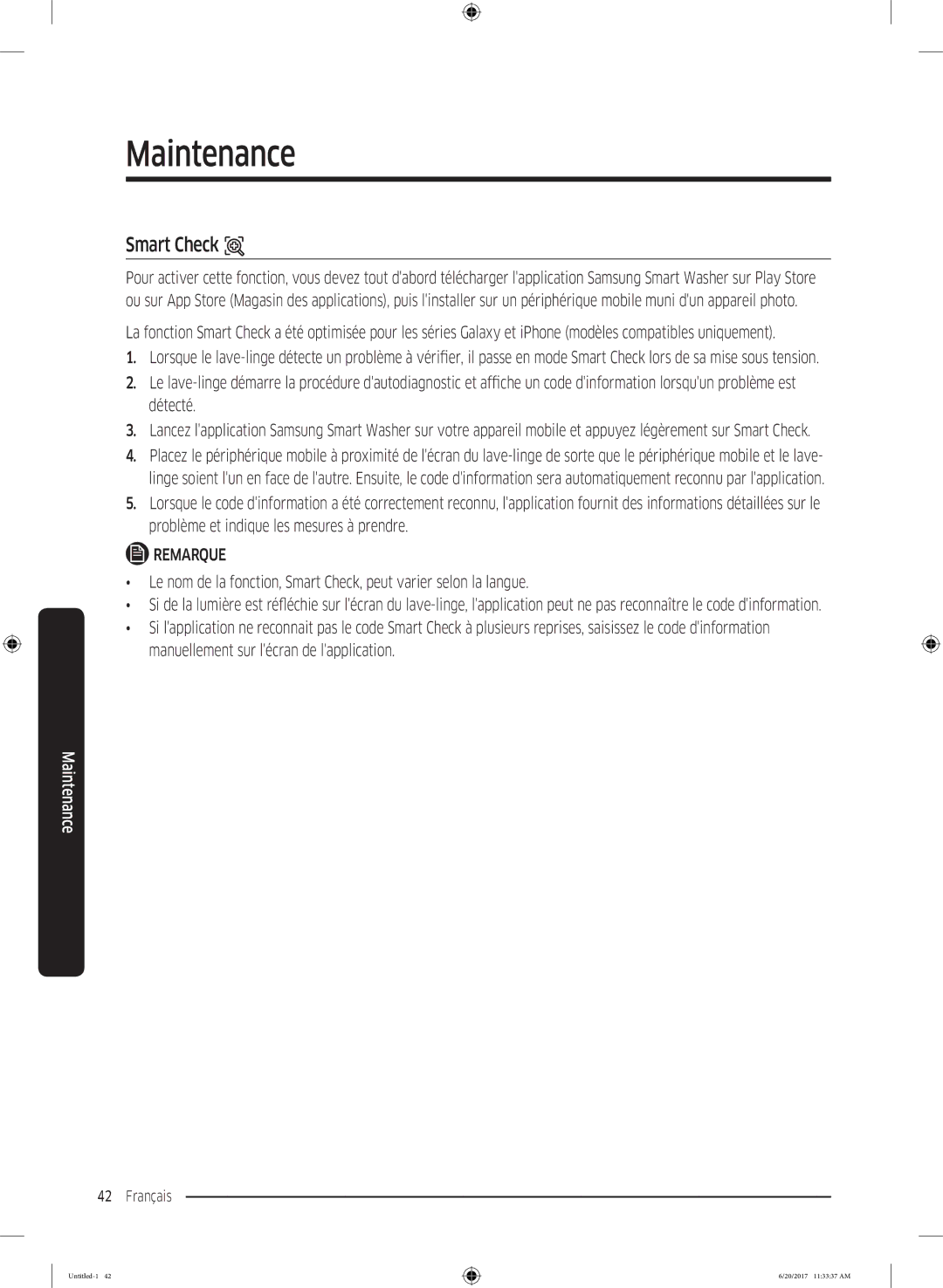 Samsung WW80K5410UX/EF, WW90K5413WW/EF, WW90K5210UW/EF, WW70K5410UW/EF, WW70K5213WW/EF, WW80K5410UW/EF manual Smart Check 