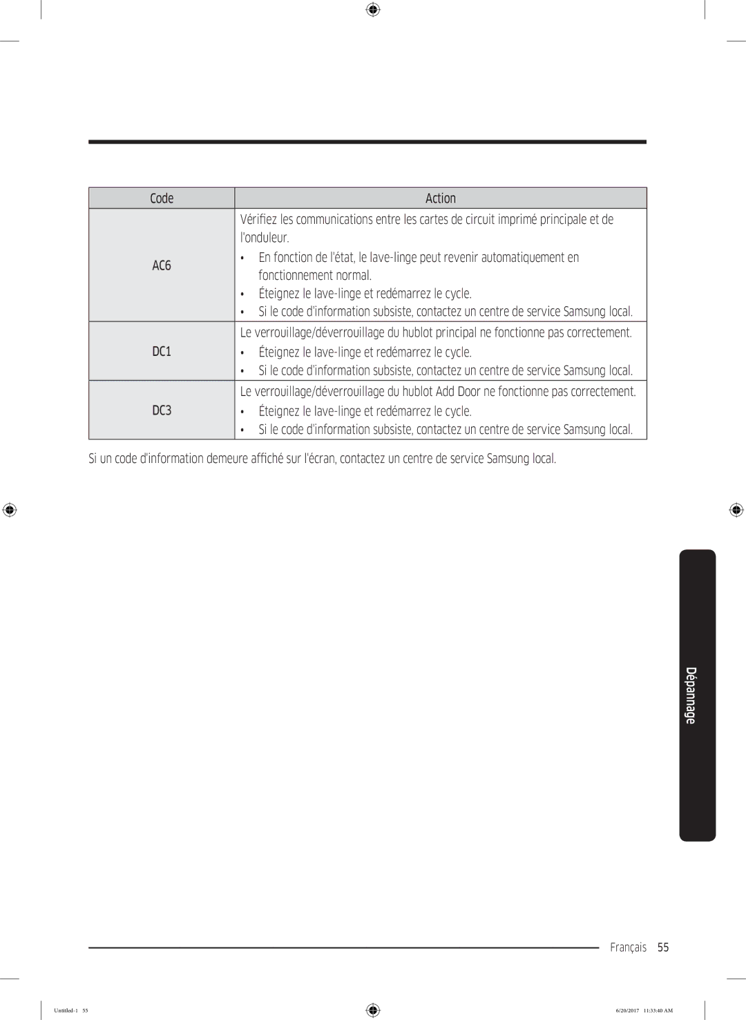 Samsung WW70K5410UX/EF, WW90K5413WW/EF, WW90K5210UW/EF, WW70K5410UW/EF, WW70K5213WW/EF manual Londuleur, Fonctionnement normal 