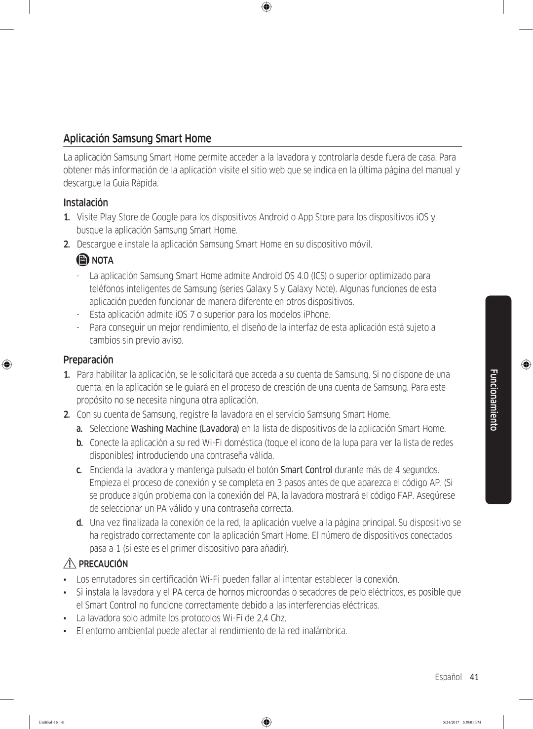 Samsung WW80K6414QX/EC, WW90K6414QW/EC, WW80K6414QW/EC manual Aplicación Samsung Smart Home, Preparación 