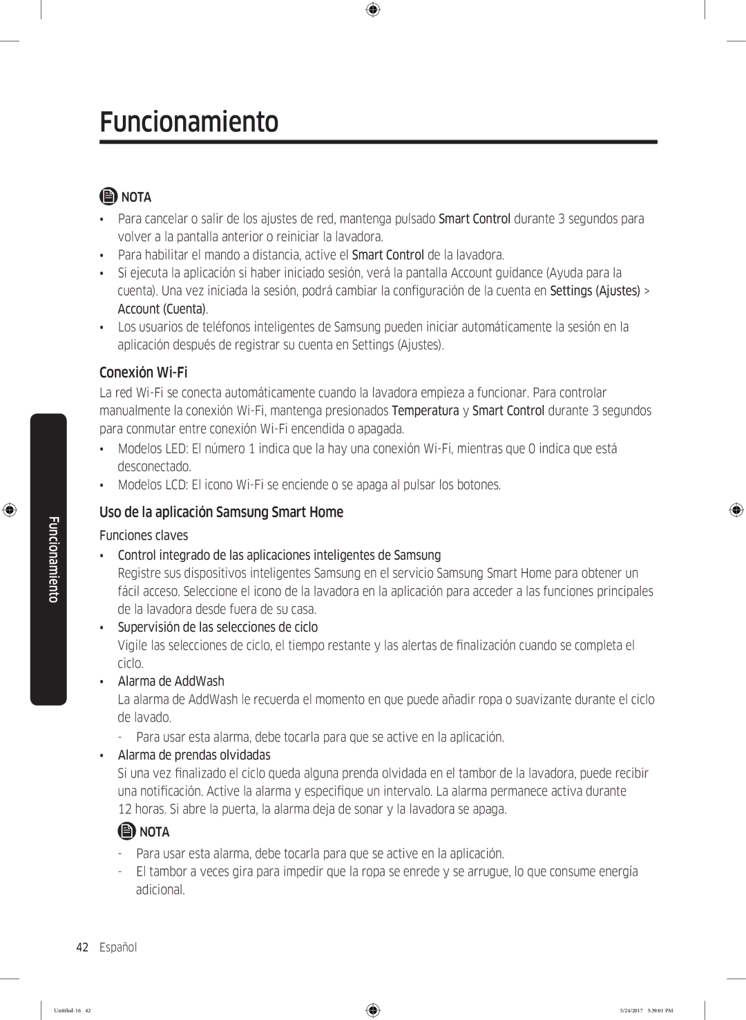 Samsung WW90K6414QW/EC, WW80K6414QW/EC, WW80K6414QX/EC manual Conexión Wi-Fi, Uso de la aplicación Samsung Smart Home 