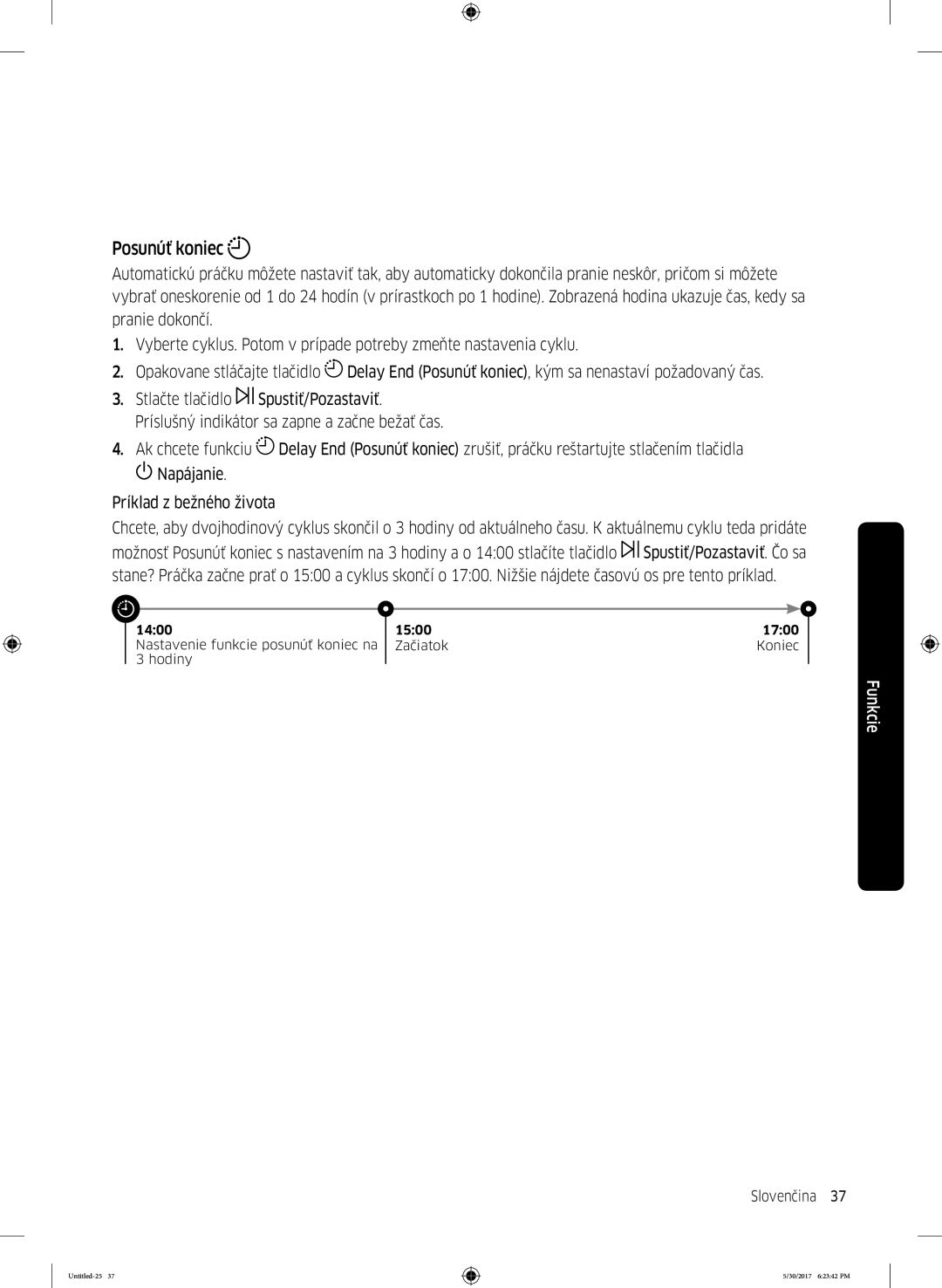 Samsung WW90K6414QW/LE, WW80K6414QW/LE, WW90K6414QW/ZE manual Posunúť koniec 