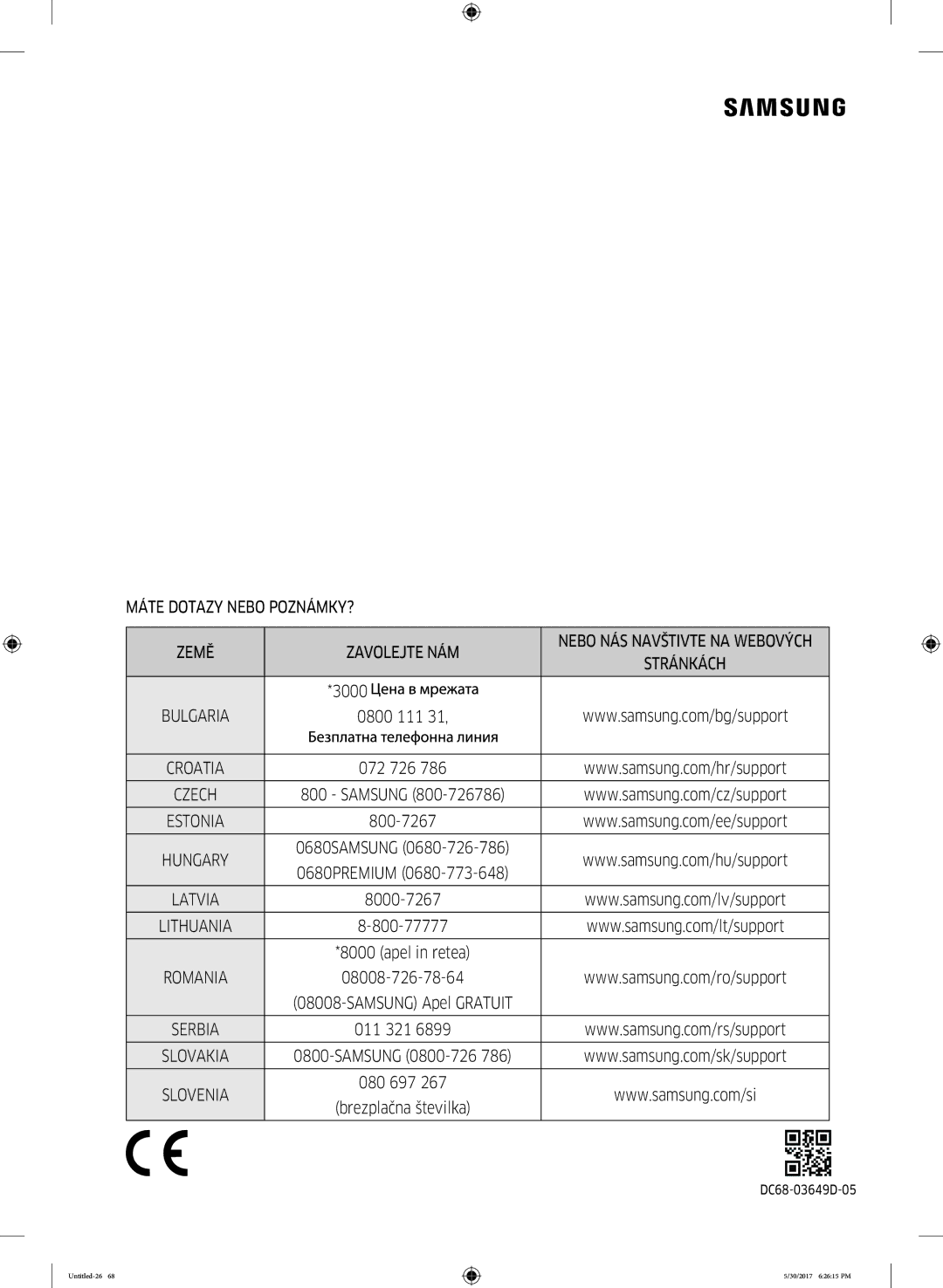 Samsung WW90K6414QW/ZE manual 3000, 0800 111, 072 726, 800-7267, 8000-7267, 800-77777, 08008-726-78-64, 011 321, 080 697 