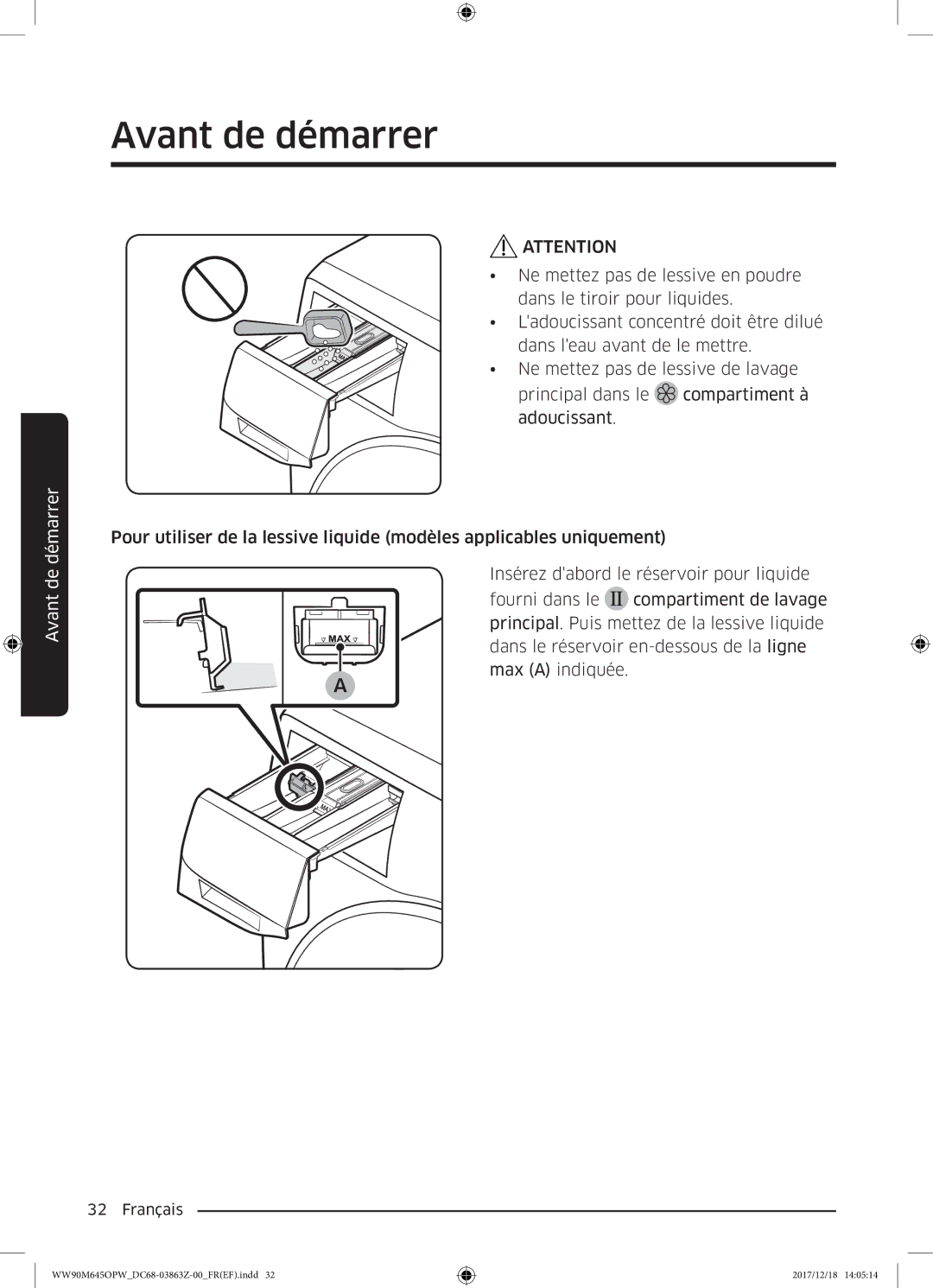 Samsung WW90M645OPX/EF, WW90M645OPW/EF, WW80M645OPX/EF, WW80M645OQM/EF manual Démarrer 