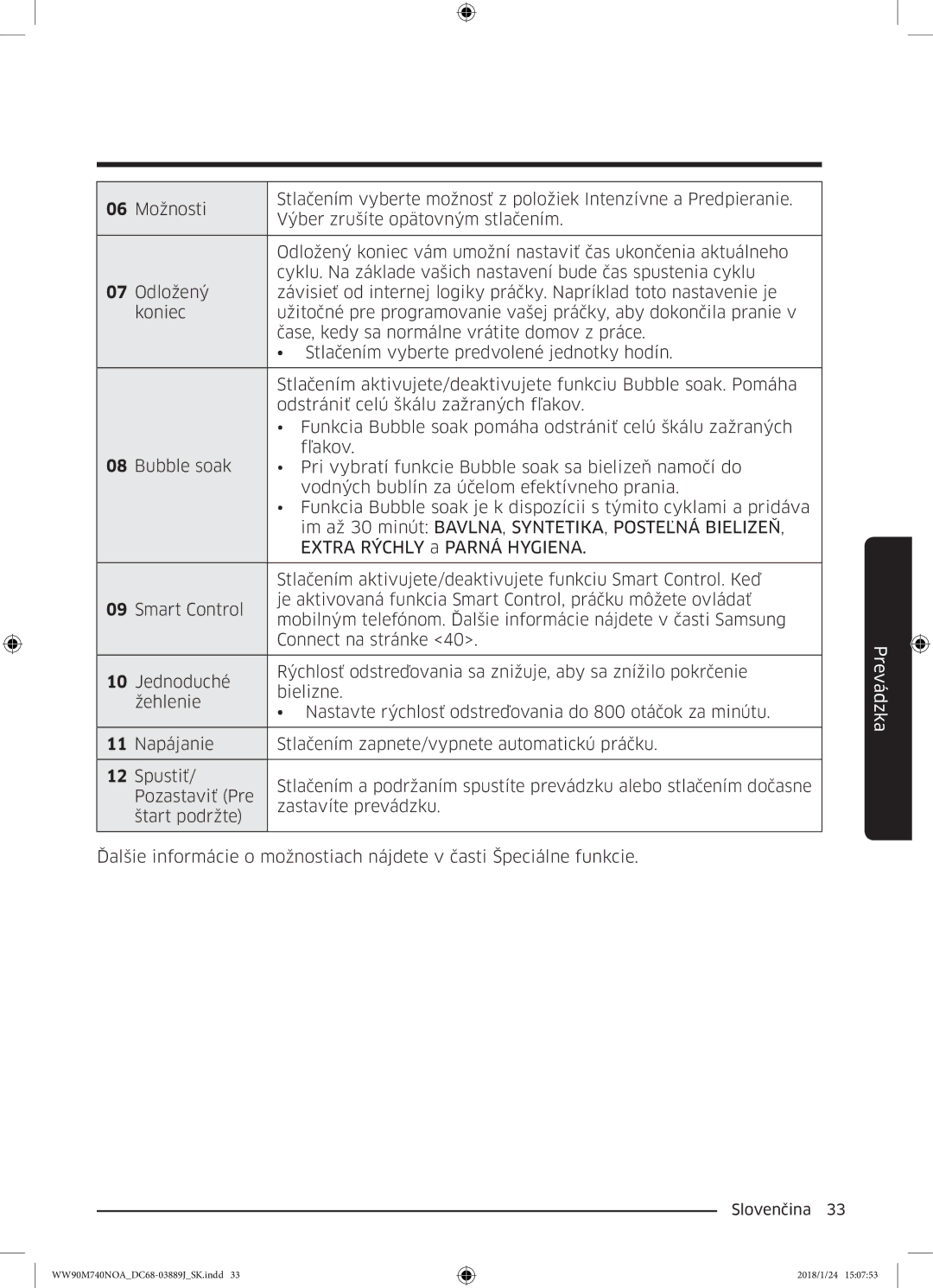 Samsung WW90M740NOA/ZE manual Prevádzka 