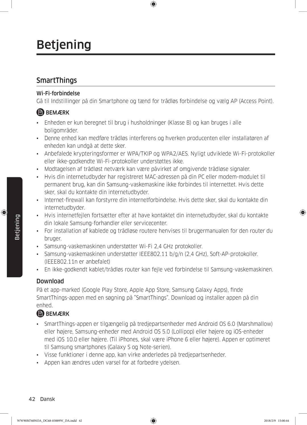 Samsung WW90M760NOA/EE manual SmartThings 