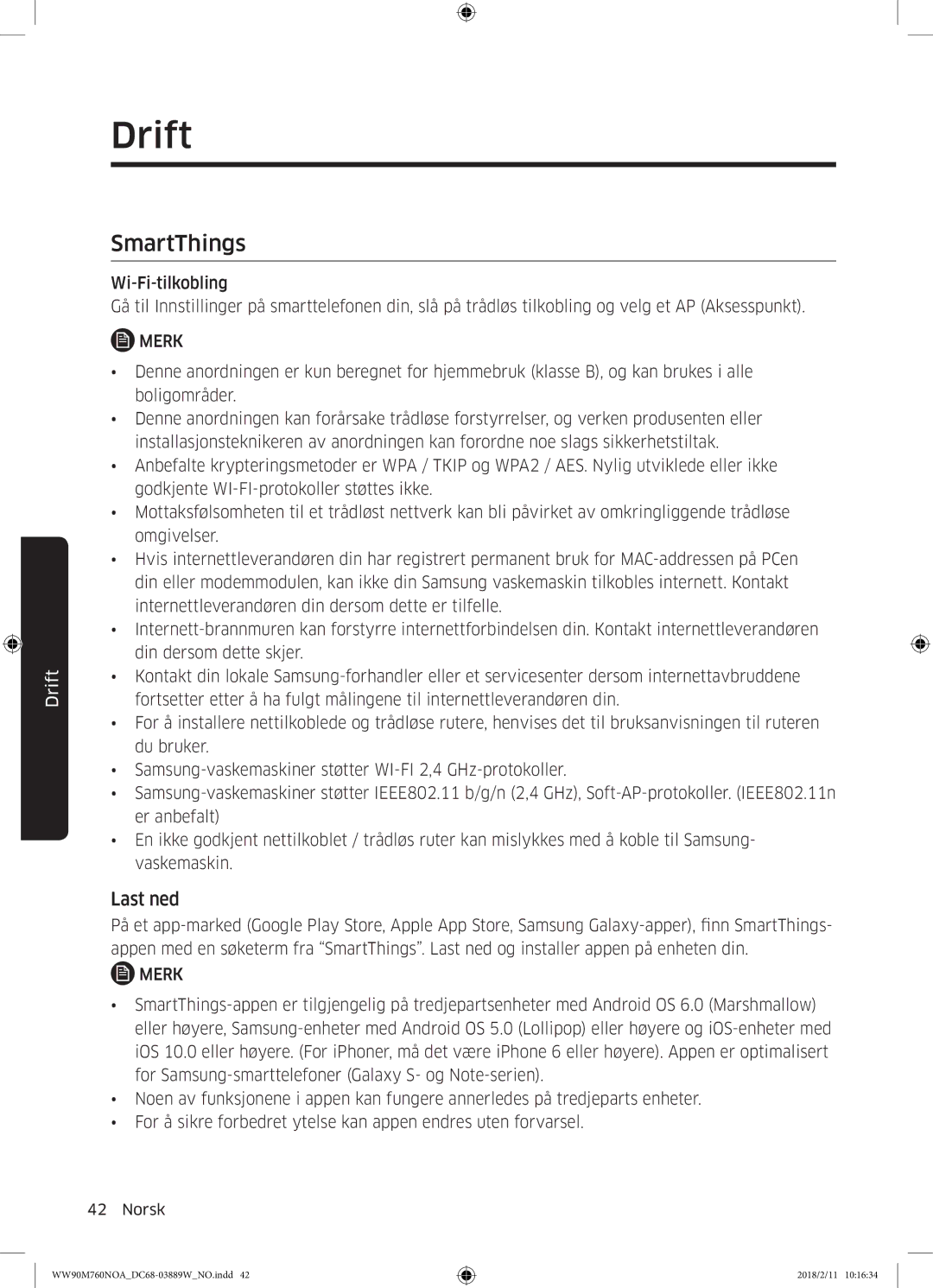 Samsung WW90M760NOA/EE manual SmartThings, Last ned 