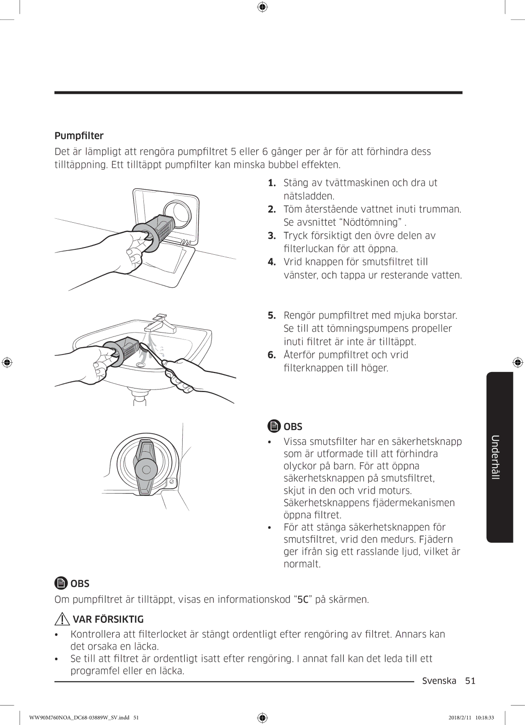 Samsung WW90M760NOA/EE manual Obs 