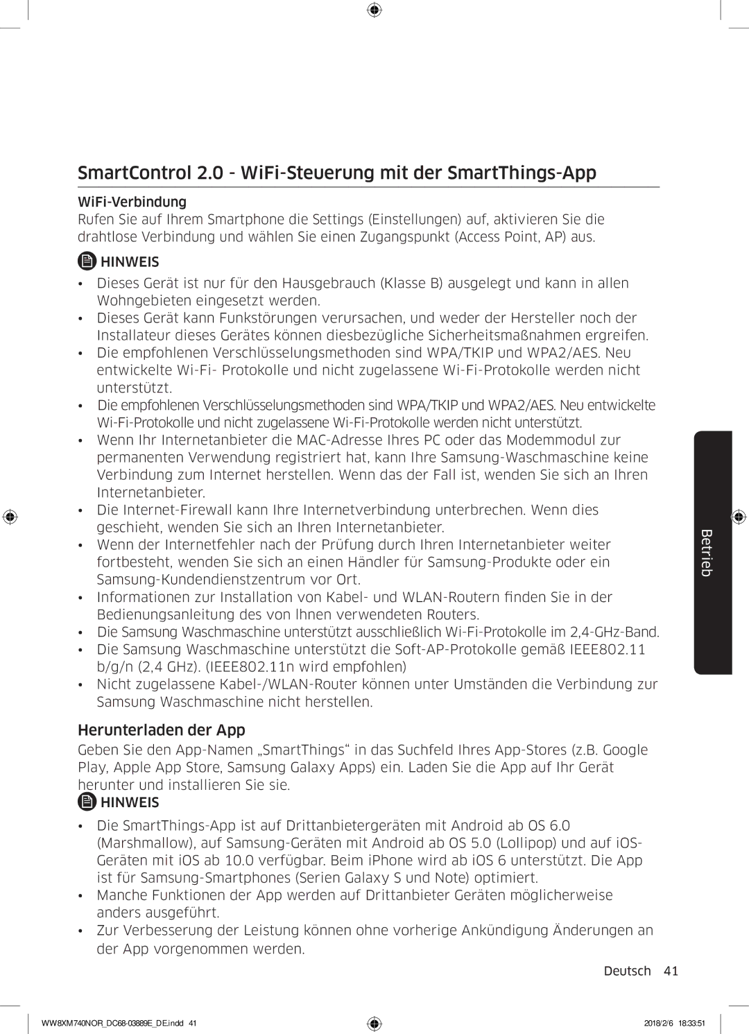 Samsung WW8XM740NOR/EG, WW91M760NOA/EG manual SmartControl 2.0 WiFi-Steuerung mit der SmartThings-App, Herunterladen der App 