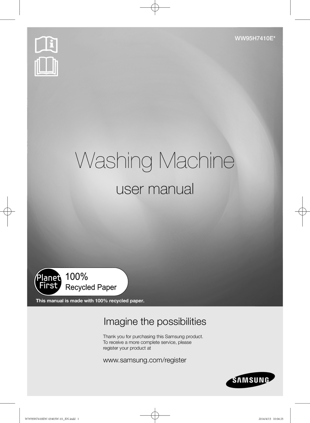 Samsung WW95H7410EW/SV manual Washing Machine 