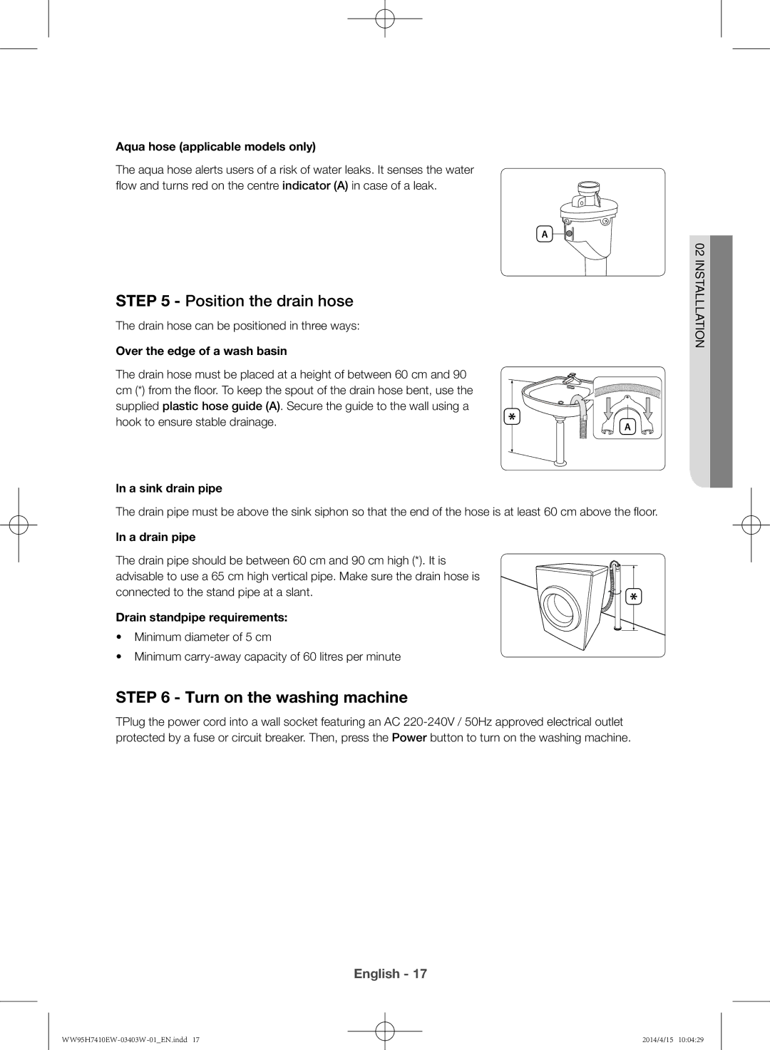 Samsung WW95H7410EW/SV manual Turn on the washing machine 