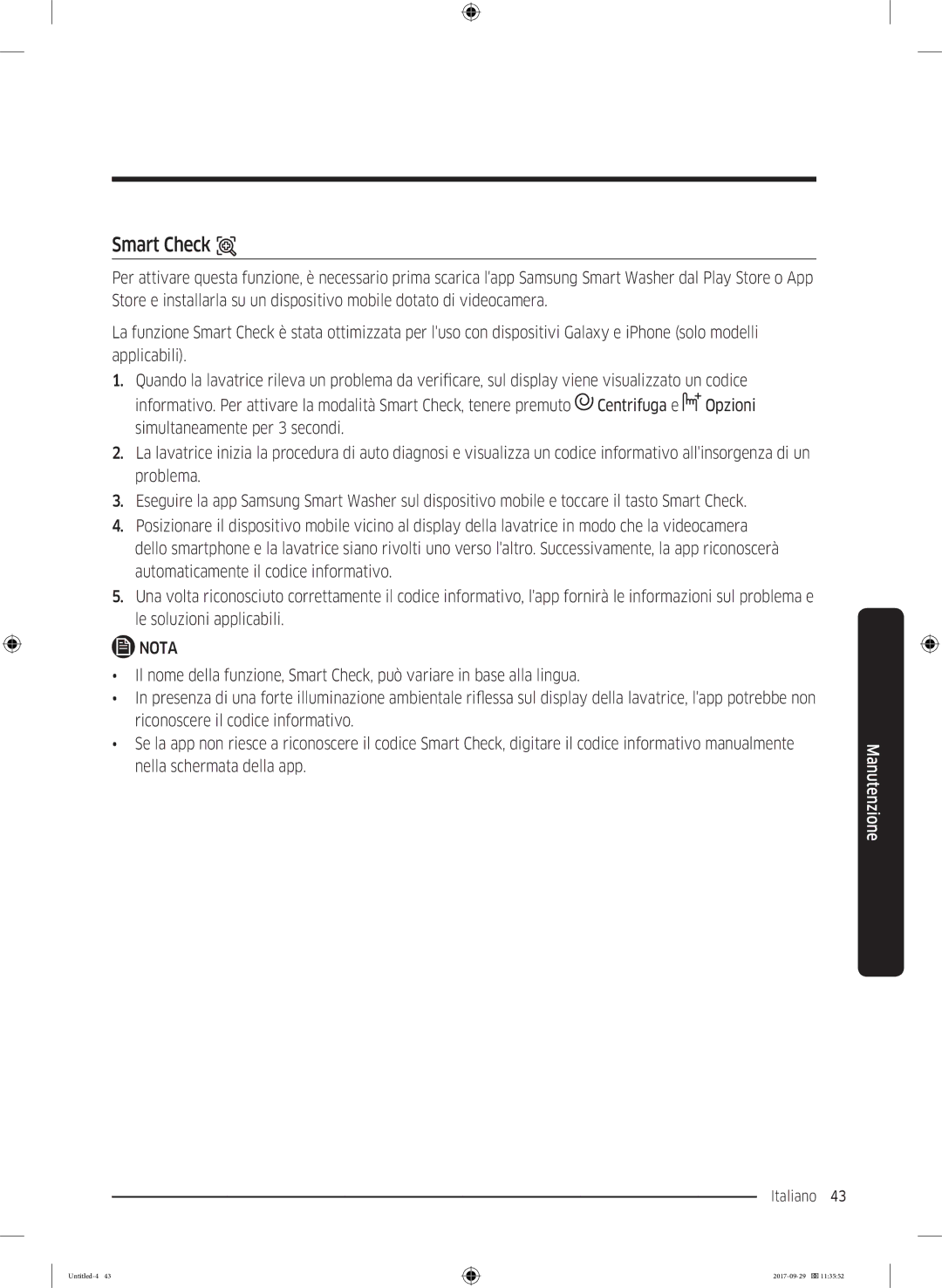 Samsung WW93J5255MW/ET, WW95J5445FW/ET manual Smart Check 