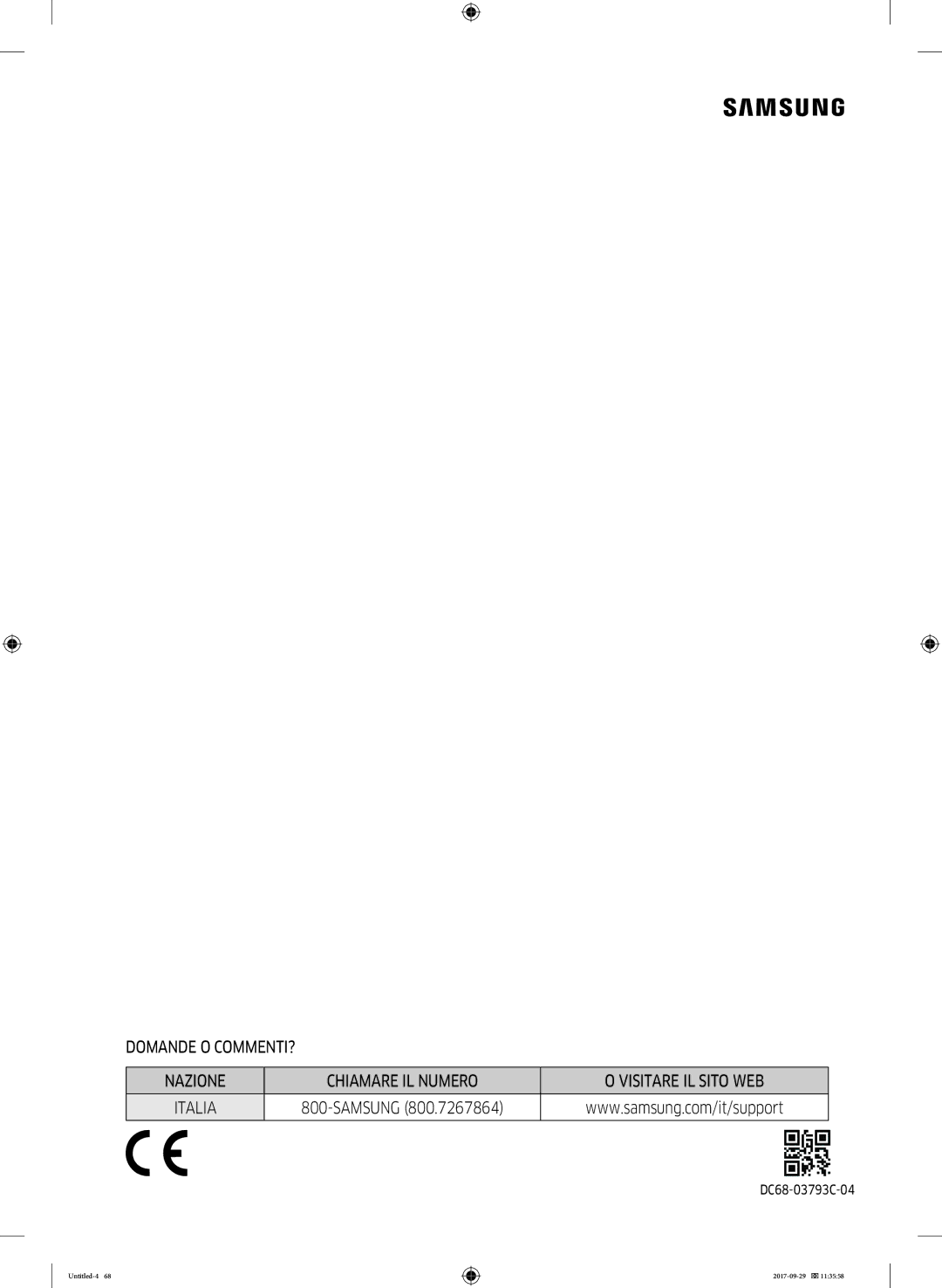 Samsung WW95J5445FW/ET, WW93J5255MW/ET manual Italia 