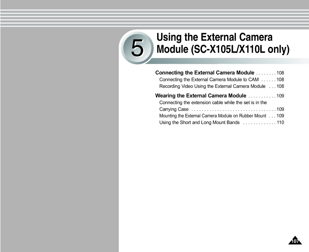 Samsung SC-X105(L), X110(L) manual Using the External Camera 