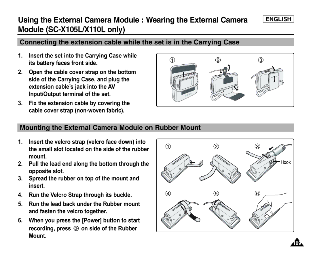 Samsung SC-X105(L), X110(L) manual 1Mounting the External Camera Module on Rubber Mount 