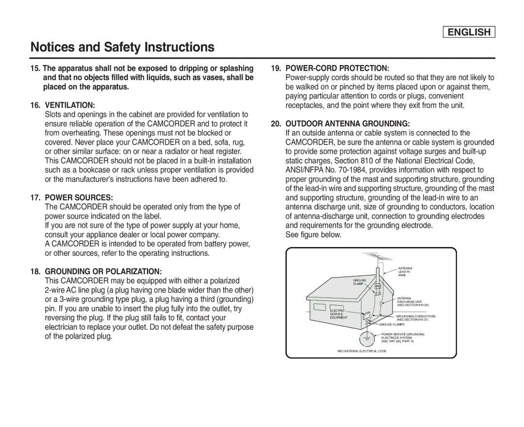 Samsung SC-X105(L), X110(L) manual Ventilation 