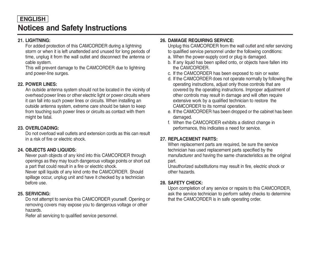 Samsung X110(L), SC-X105(L) manual Lightning 