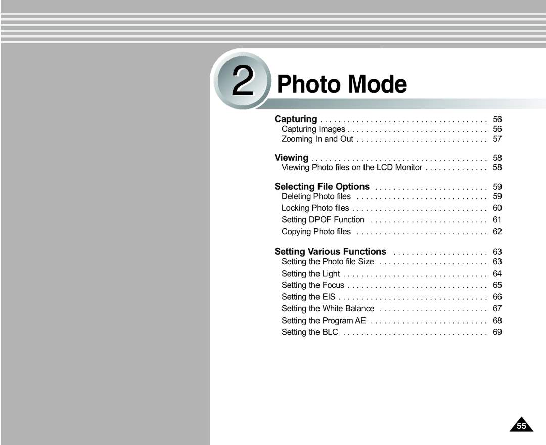 Samsung SC-X105(L), X110(L) manual Photo Mode 