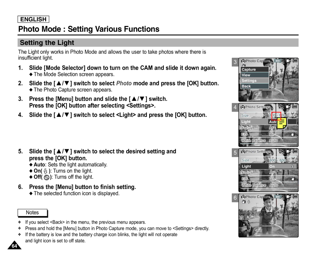 Samsung X110(L), SC-X105(L) manual Setting the Light, EISOn 