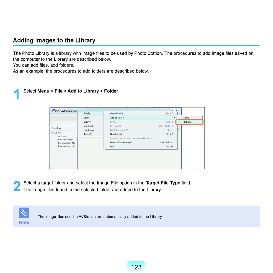 Samsung X22 manual 123, Adding Images to the Library 