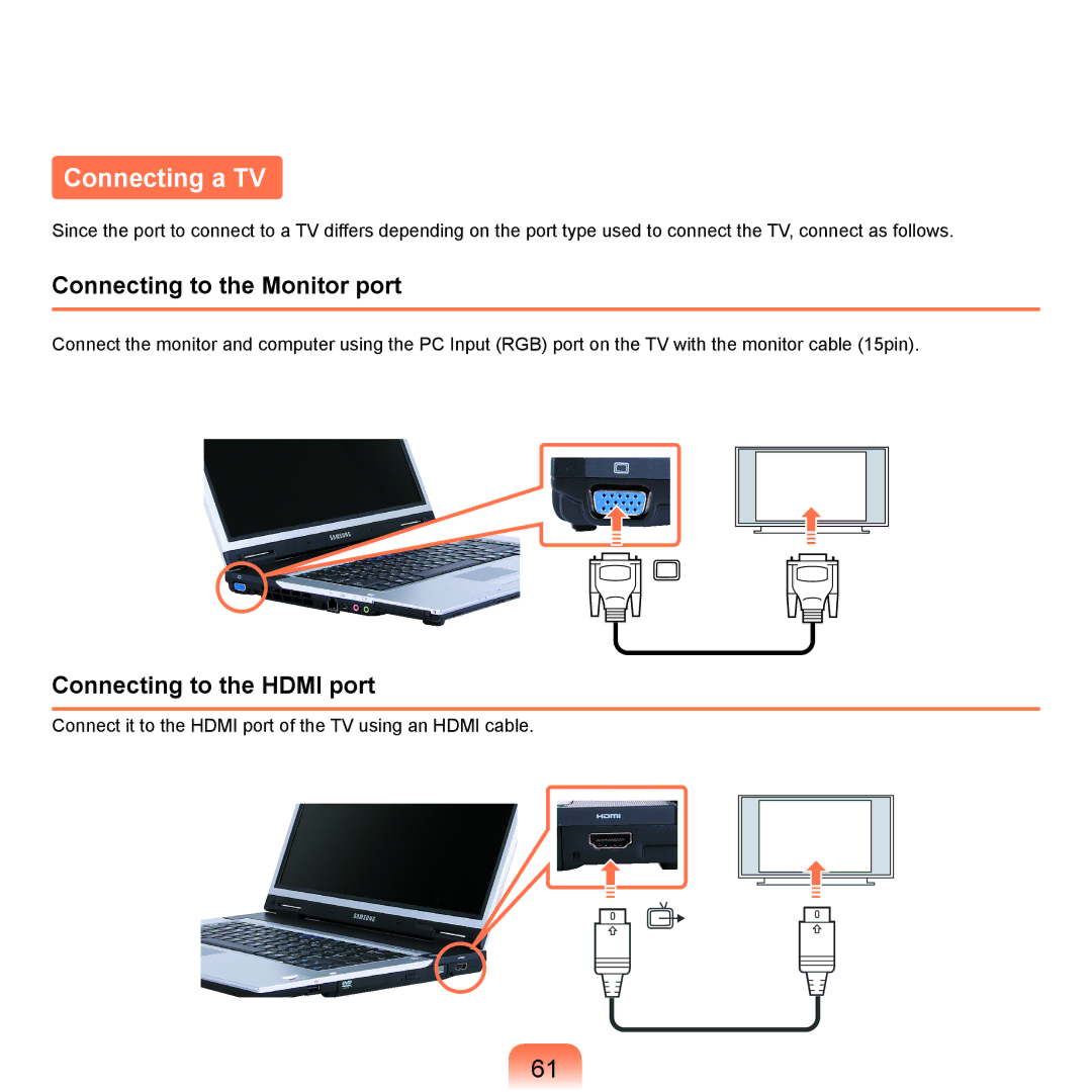 Samsung X65 manual Connecting a TV 