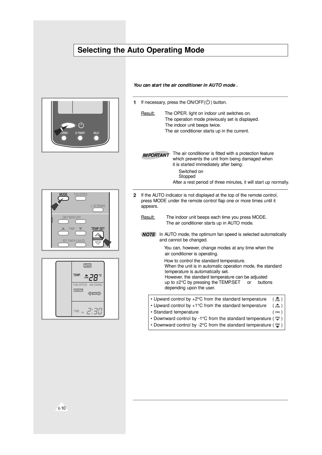 Samsung XAPH2807ER-SEF, XAPH2807ER-XEP Selecting the Auto Operating Mode, You can start the air conditioner in Auto mode 