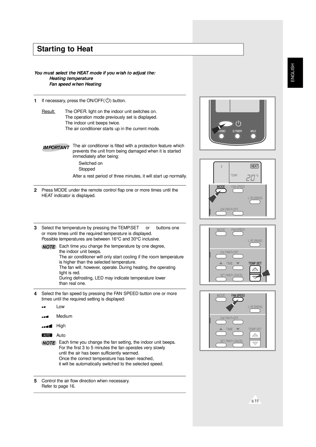 Samsung XAPH2807ER-XEP, XAPH2807ER-SEF manual Starting to Heat 