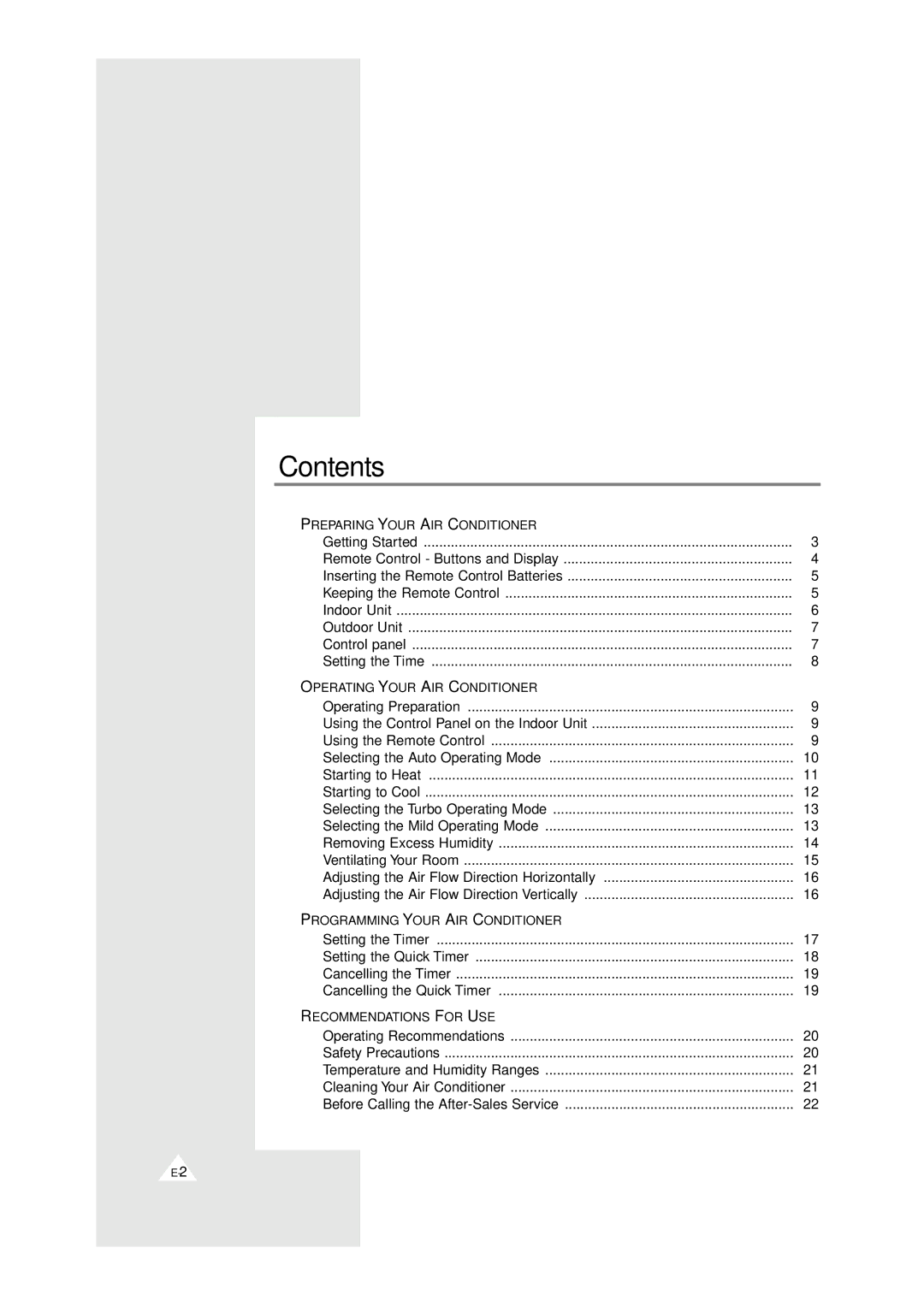 Samsung XAPH2807ER-SEF, XAPH2807ER-XEP manual Contents 