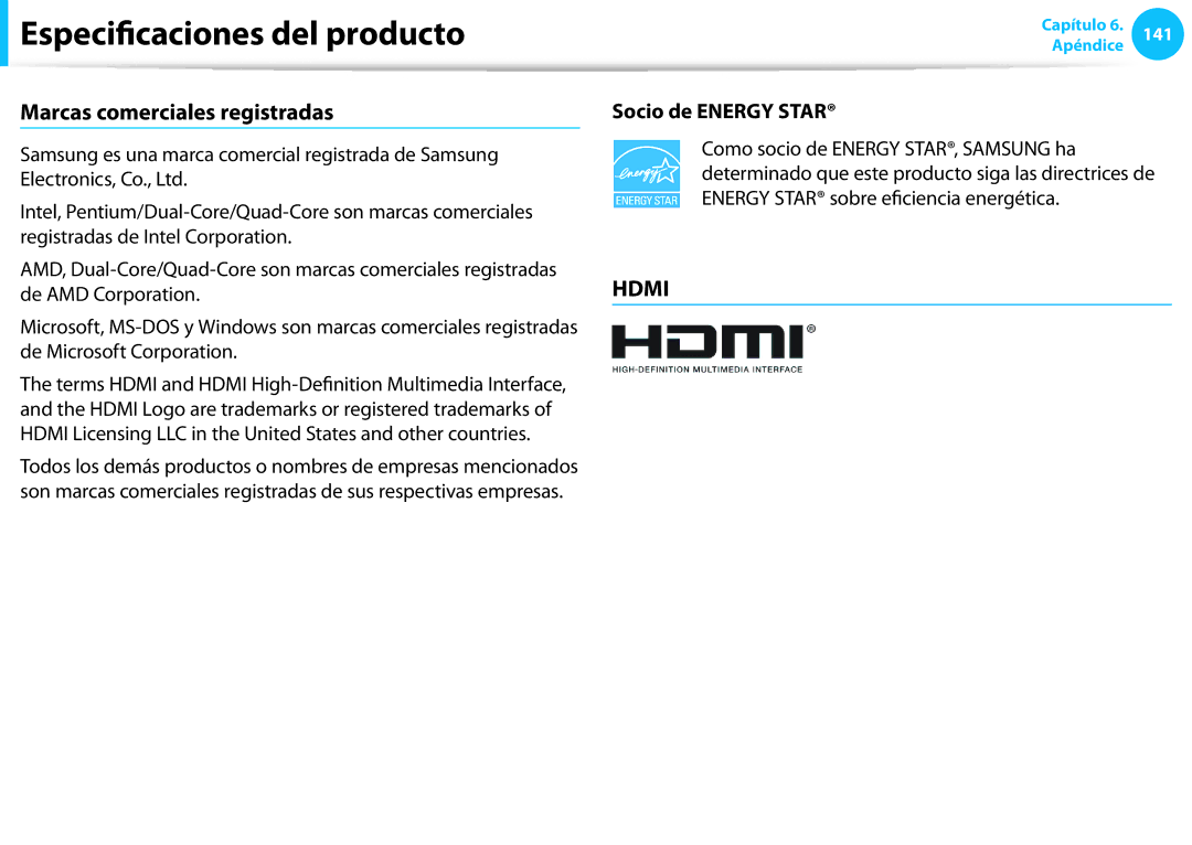 Samsung NP550P5C-S03ES, XE300TZC-K01PT, NP905S3G-K02PT, NP905S3G-K01AE Marcas comerciales registradas, Socio de Energy Star 