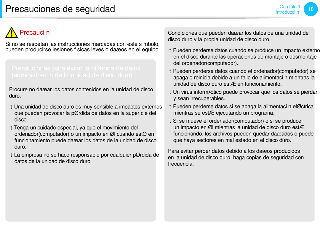 Samsung NP300E5A-A05ES, XE300TZC-K01PT, NP905S3G-K02PT, NP905S3G-K01AE, XE500T1C-A01AE manual Precauciones de seguridad 