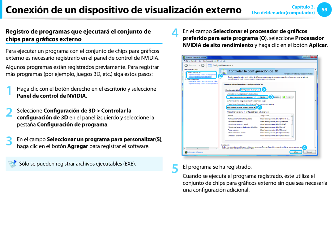 Samsung XE500T1C-A07ES, XE300TZC-K01PT, NP905S3G-K02PT, NP905S3G-K01AE, XE500T1C-A01AE manual Panel de control de Nvidia 