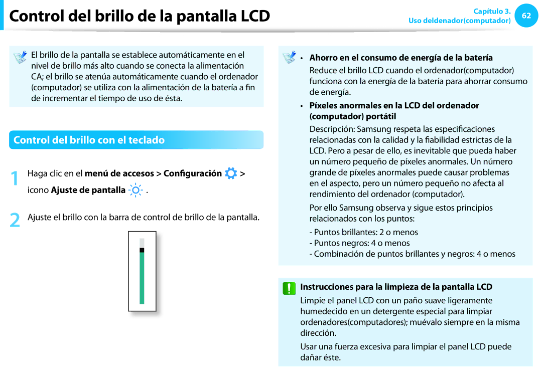 Samsung NP550P7C-T02ES, XE300TZC-K01PT, NP905S3G-K02PT manual Control del brillo con el teclado, Icono Ajuste de pantalla 