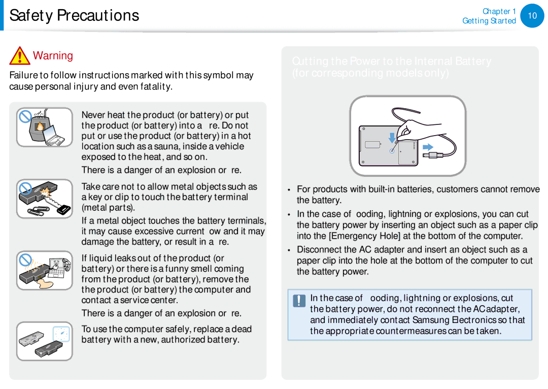 Samsung XE300TZCK01US user manual There is a danger of an explosion or fire 