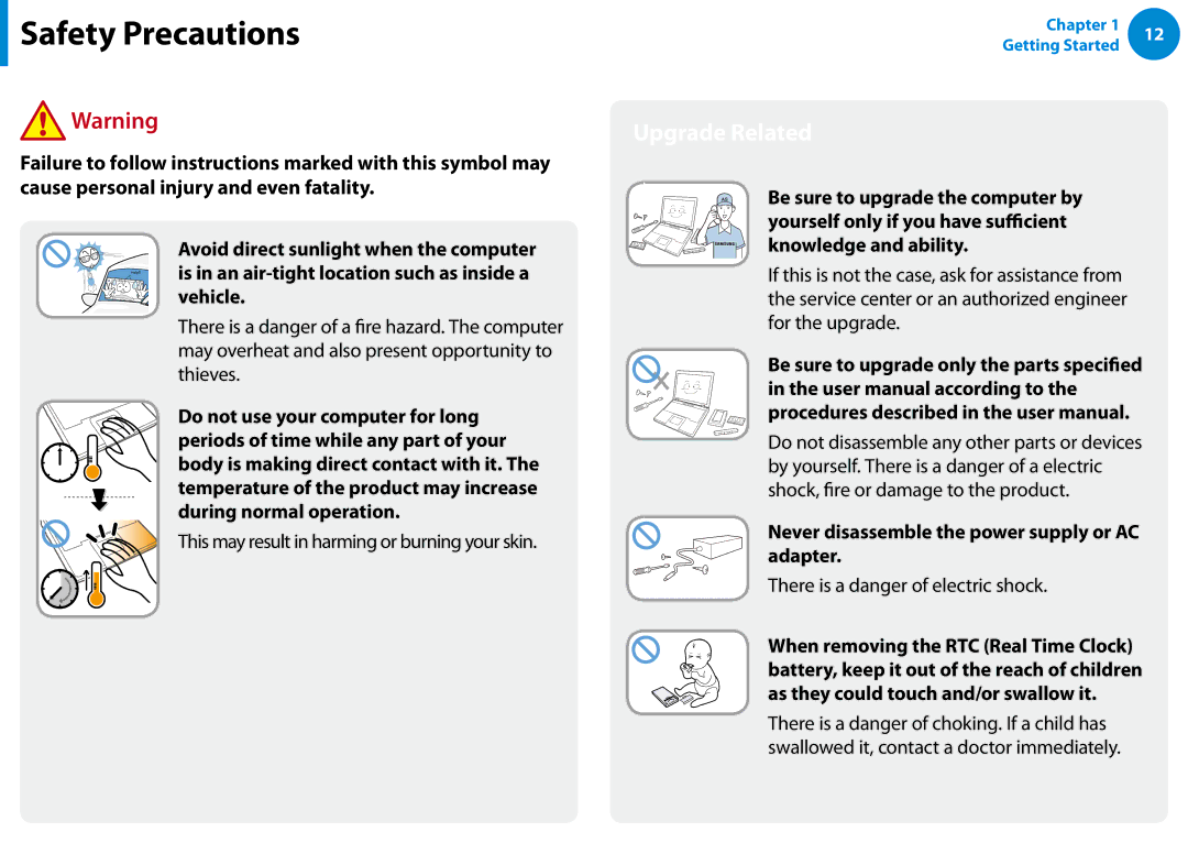 Samsung XE300TZCK01US user manual Upgrade Related, This may result in harming or burning your skin 