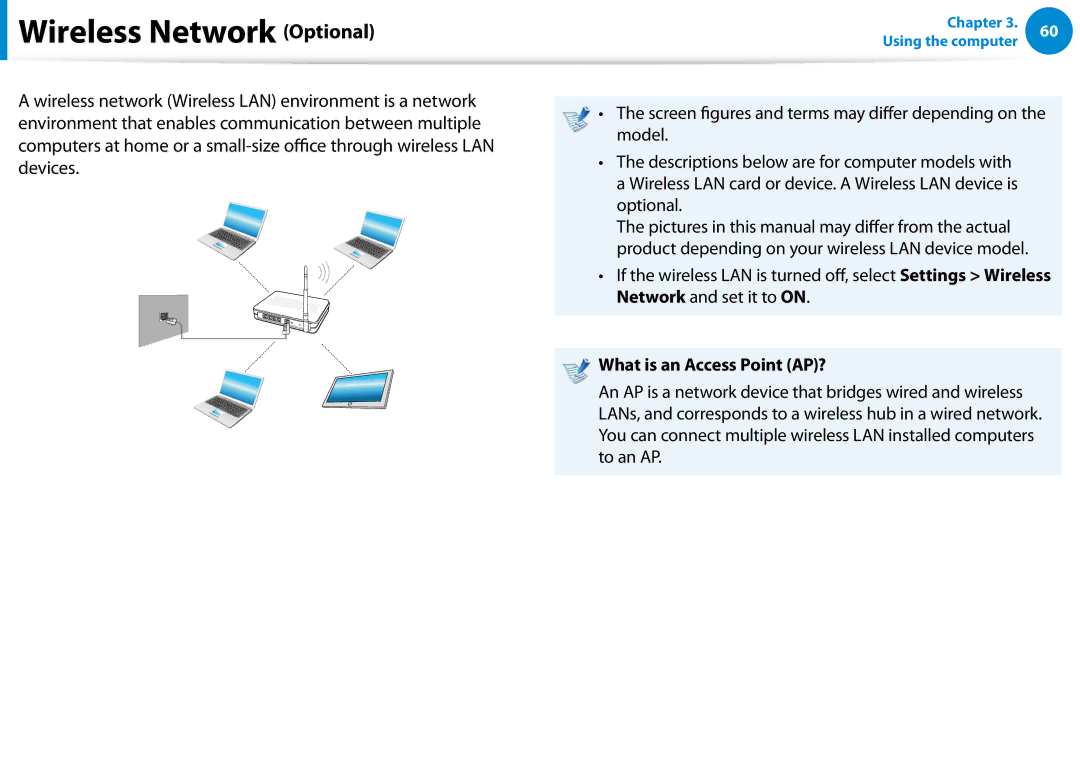 Samsung XE300TZCK01US user manual Wireless Network Optional, What is an Access Point AP? 