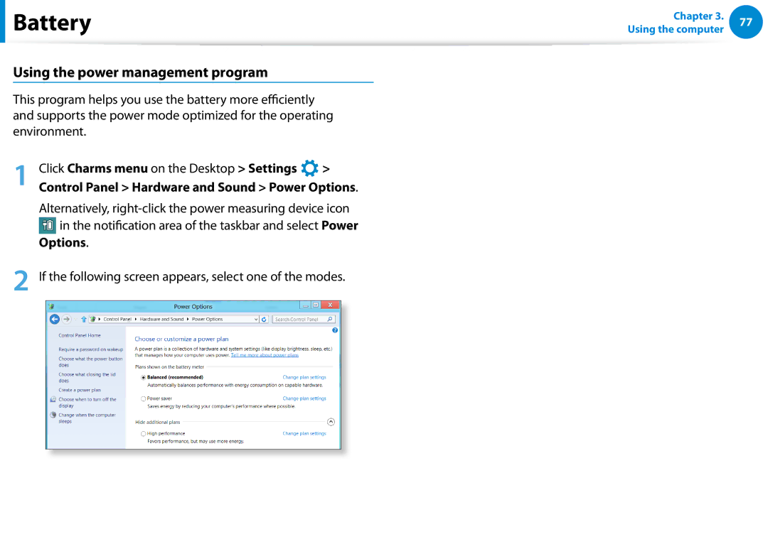 Samsung XE300TZCK01US user manual Using the power management program 