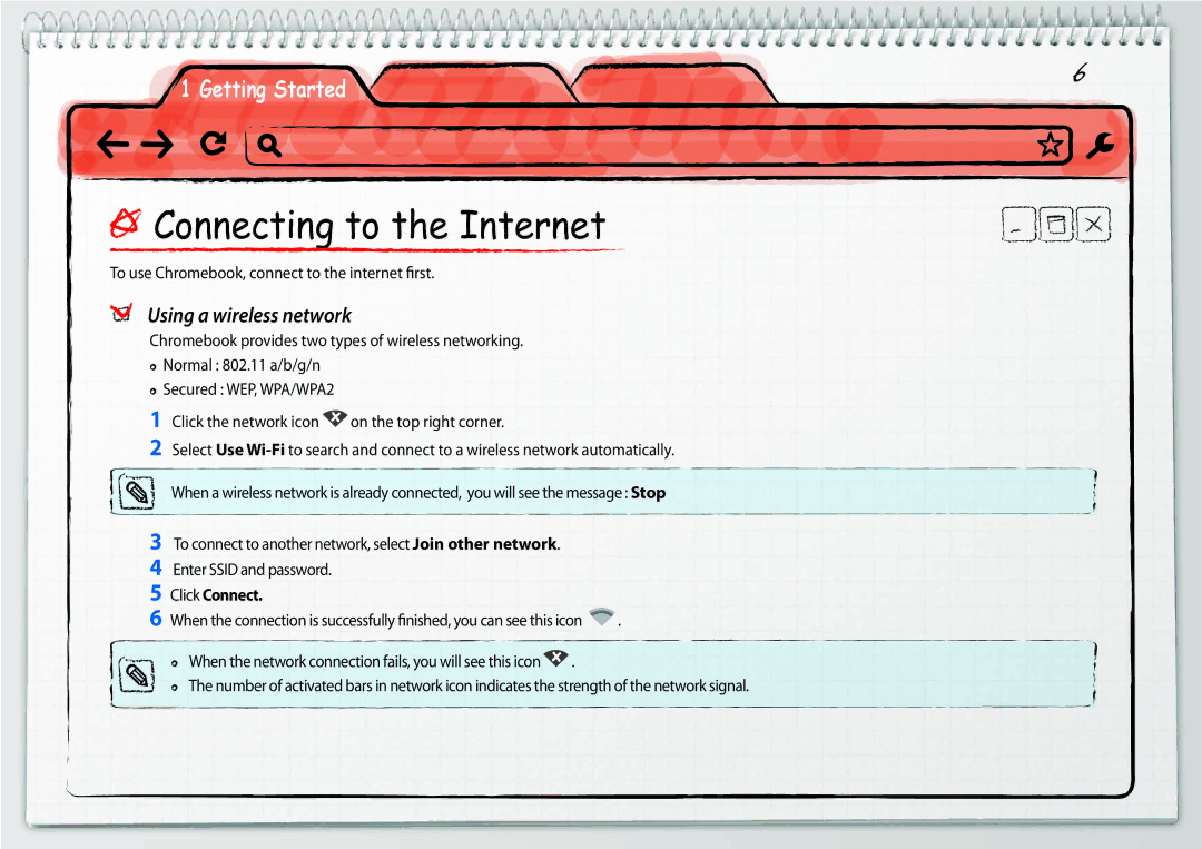 Samsung XE500C21-AZ2FR, XE500C21-H01DE, XE500C21-A03DE Connecting to the Internet, Using a wireless network, Click Connect 