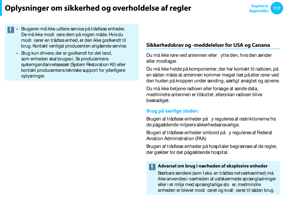 Samsung NP540U3C-A03SE, XE500T1C-A01AE, NP530U3C-A0DSE, NP530U3C-A0HSE Usa, Sikkerhedskrav og -meddelelser for USA og Canana 