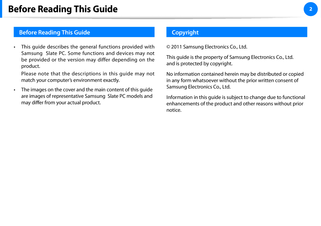 Samsung XE700T1AA09US, XE700T1A-H02US, XE700T1A-A01US, XE700T1AA06US, XE700T1A-A05US Before Reading This Guide, Copyright 