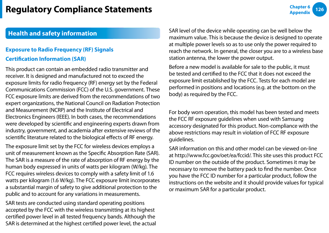 Samsung XE700T1C-A01US manual Health and safety information 