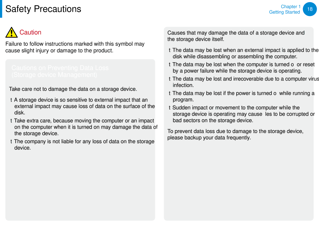 Samsung XE700T1C-A01US manual Safety Precautions 