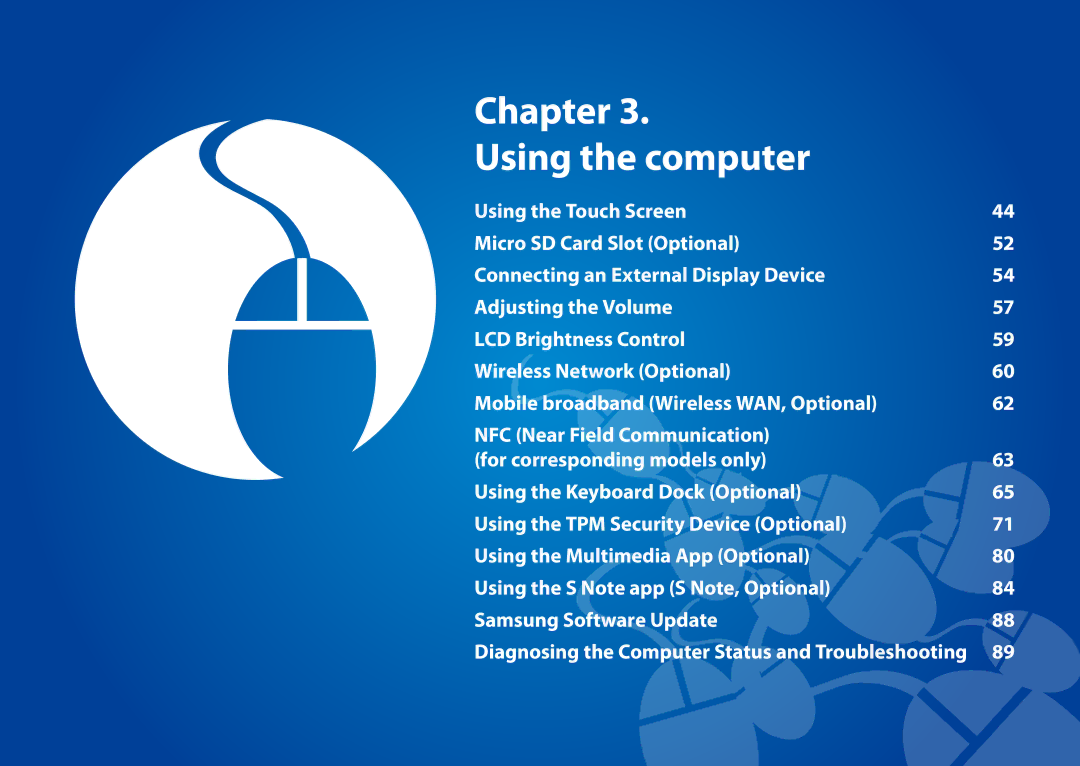 Samsung XE700T1C-A01US manual Chapter Using the computer 