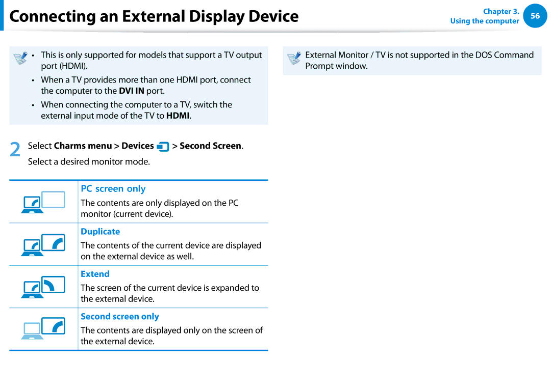 Samsung XE700T1C-A01US manual Connecting an External Display Device 