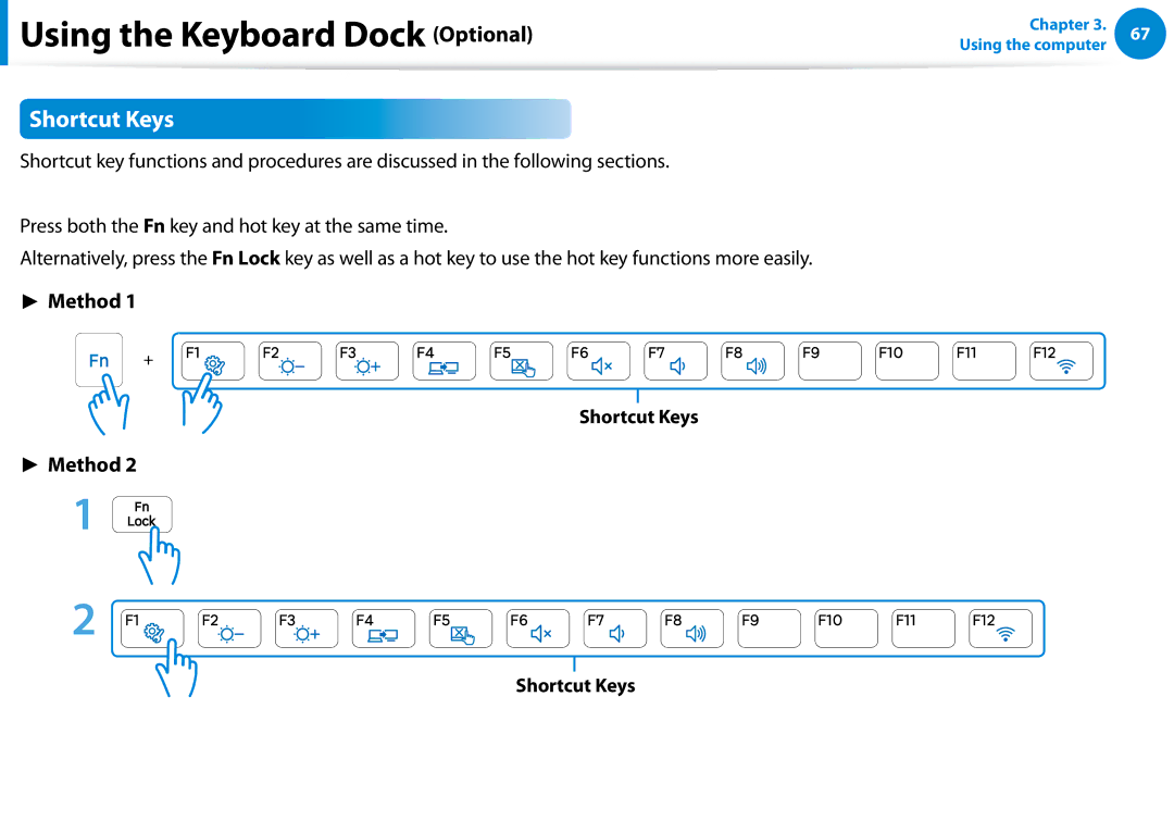 Samsung XE700T1C-A01US manual Shortcut Keys 