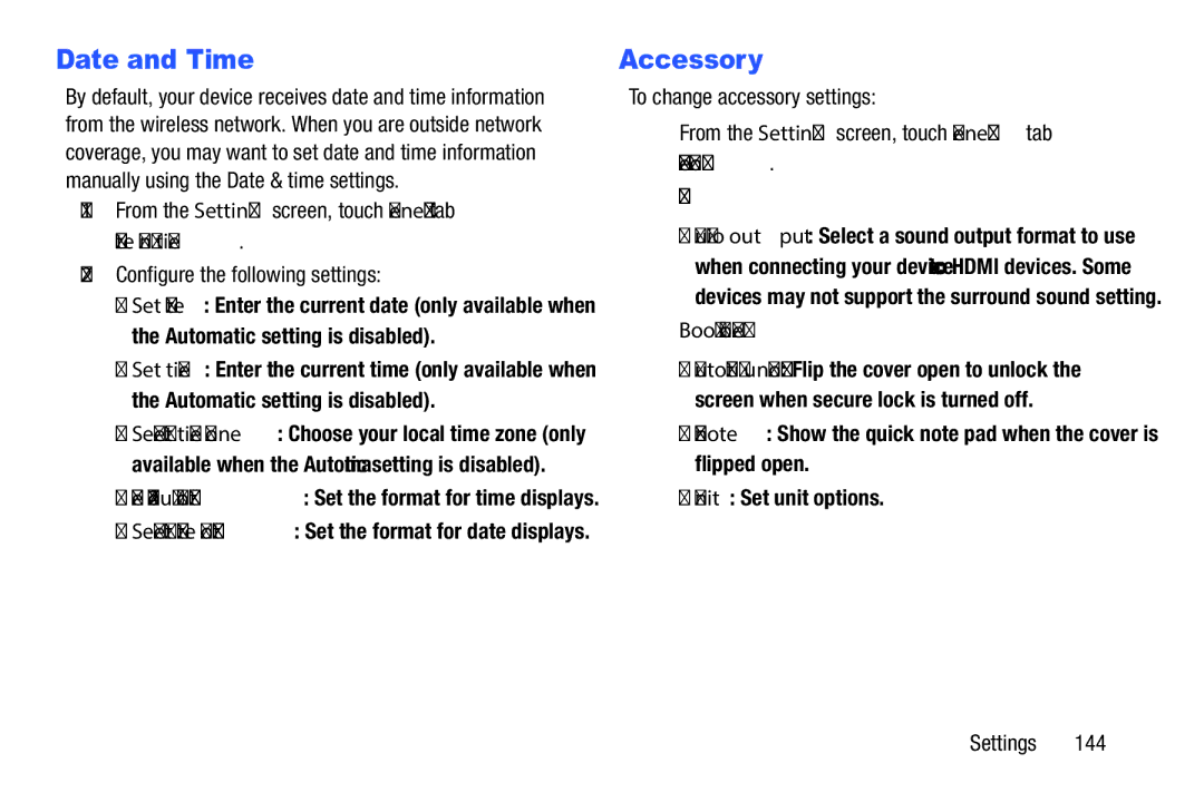 Samsung SM-P9000ZWFXAR, XE700T1C-K01US, SM-P9000ZKVXAR, SM-P9000ZKFXAR, SM-P9000ZWVXAR Date and Time, Accessory, Book cover 