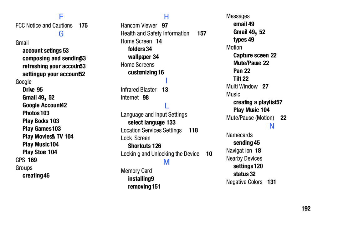 Samsung SM-P9000ZWFXAR FCC Notice and Cautions Gmail, Google, GPS Groups, Hancom Viewer, Home Screens, Memory Card 