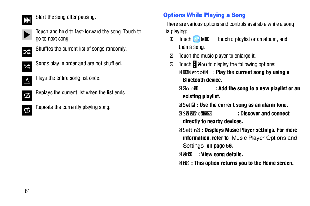 Samsung XE700T1C-K01US, SM-P9000ZKVXAR, SM-P9000ZKFXAR, SM-P900A Options While Playing a Song, Details View song details 