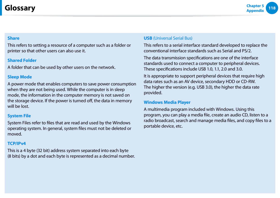 Samsung Xe700t1c, XE500T1CA01US, XE700T1CA01VE Shared Folder, Sleep Mode, System File, TCP/IPv4, Windows Media Player 