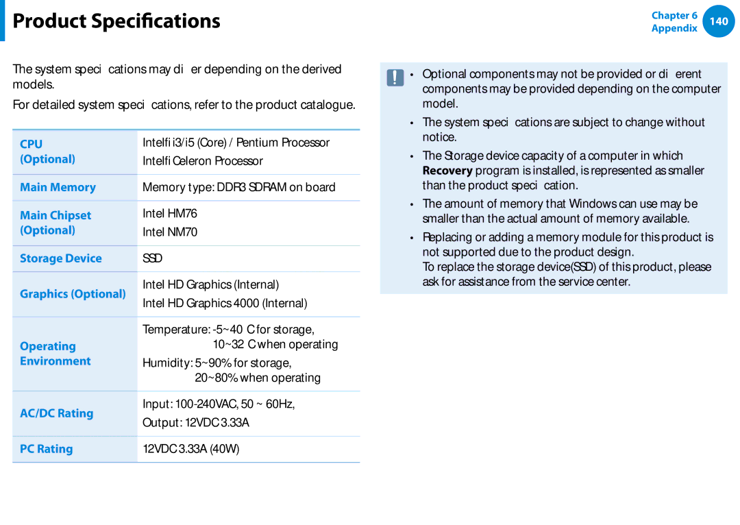 Samsung XE700T1CHA1US, Xe700t1c, 700TC manual Product Specifications 